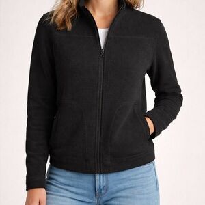 Banana Republic Black Textured Zip‑Front Sweater Jacket | Large | Like New